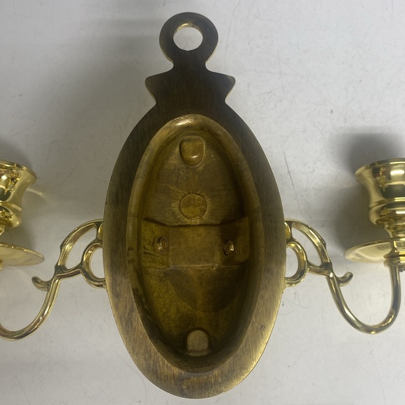 Brass Double Candle Wall Sconce Hanging Sconce Set of Two - Picture 7 of 17